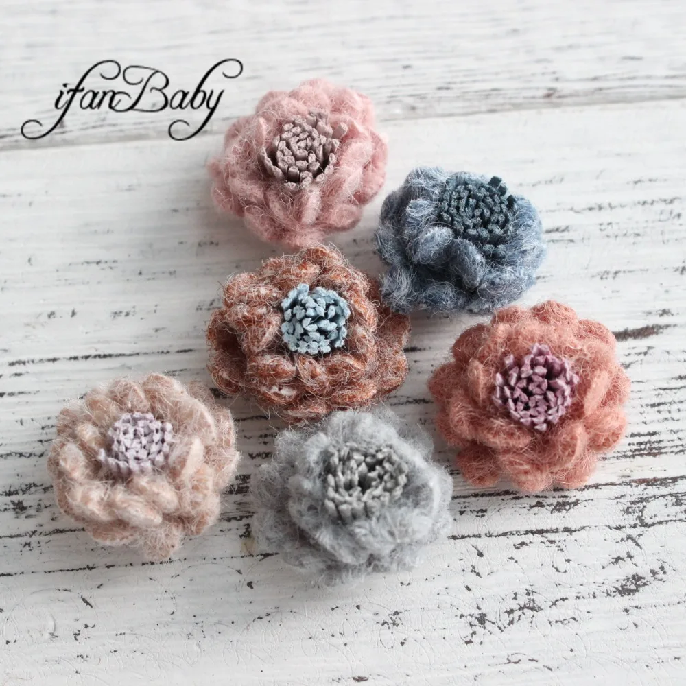 

Cute hair accessories for DIY Craft flowers wool felt flowers flat back