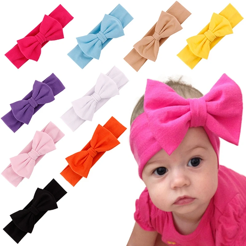 10pcs/lot New Baby Girl Cotton Headwrap Big Bow Turban Headband For