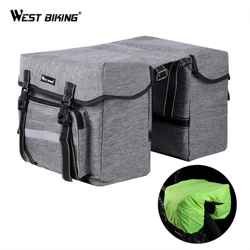 Gray Bag Set WEST BIKING велосипедная задняя Сумка 25л велосипедная задняя Сумка для багажника на заднее сиденье сумка для багажника Сумка-переноска для багажа на открытом воздухе дождевик Fietstassen велосипедная сумка - Цвет: Gray Bag Set
