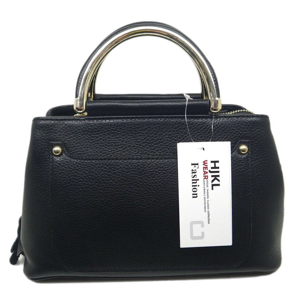 

Women High Quality PU leather Zipper Black colour Handbag famous popular brand design