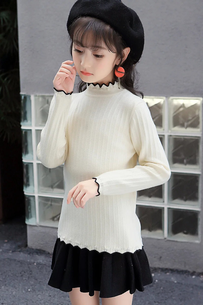 

Kids Girls Sweater 2018 Solid Candy Color Sweater For Girls 4-13 Y Teenager Autumn New Knitted Pullover Toddler Girls Sweater