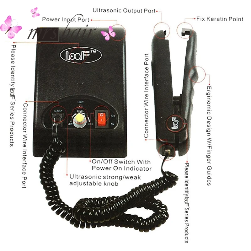 Black Ultrasonic Hair Extension Fusion Connector / Ultrasonic Hair Extension Fusion Iron For Keratin Fusion Hair Extension Tools