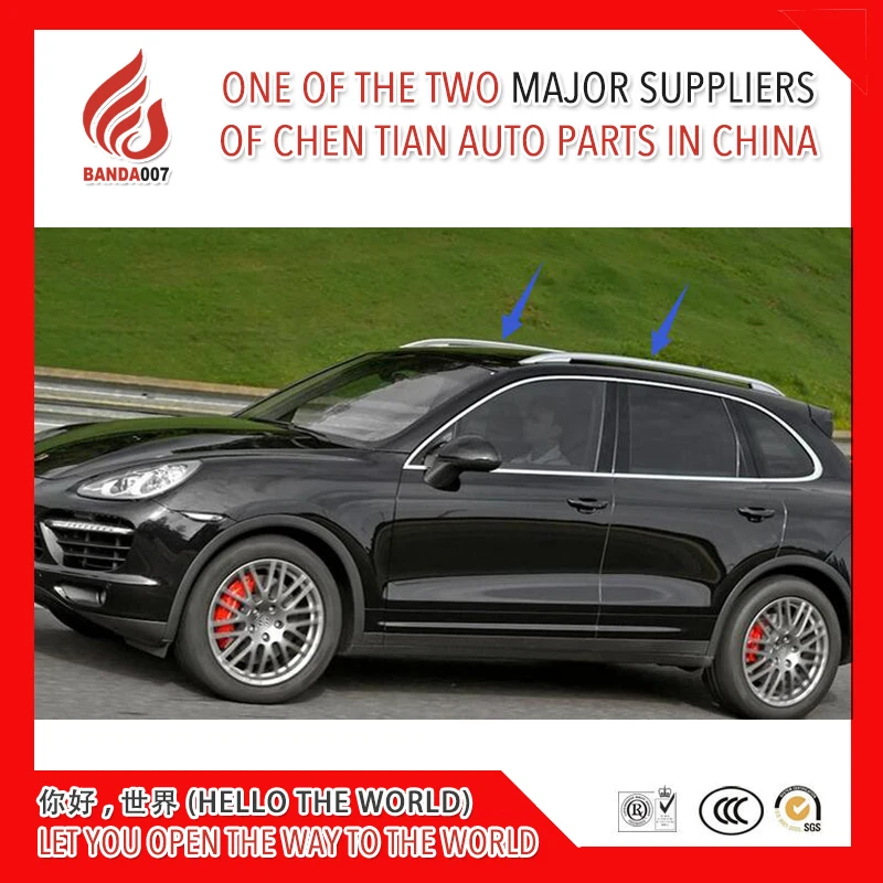 Silver or black color Aluminium alloy sticker install side rail bar roof rack for Cayenne 2011