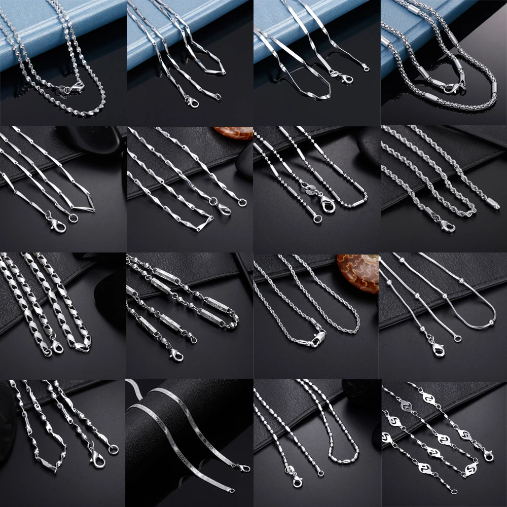 

24 Styles Standard Chain Stainless Steel Link Necklace Women Thin Snake Chains Necklace Men Miami Cuban Hip Hop Necklace Jewelry
