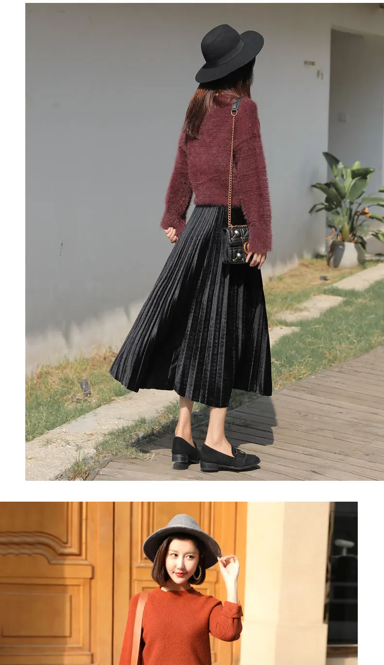 Женская юбка в складки до колена элегантная однотонная одежда шикарные женские s корейский стиль Свободные повседневные плюс размер