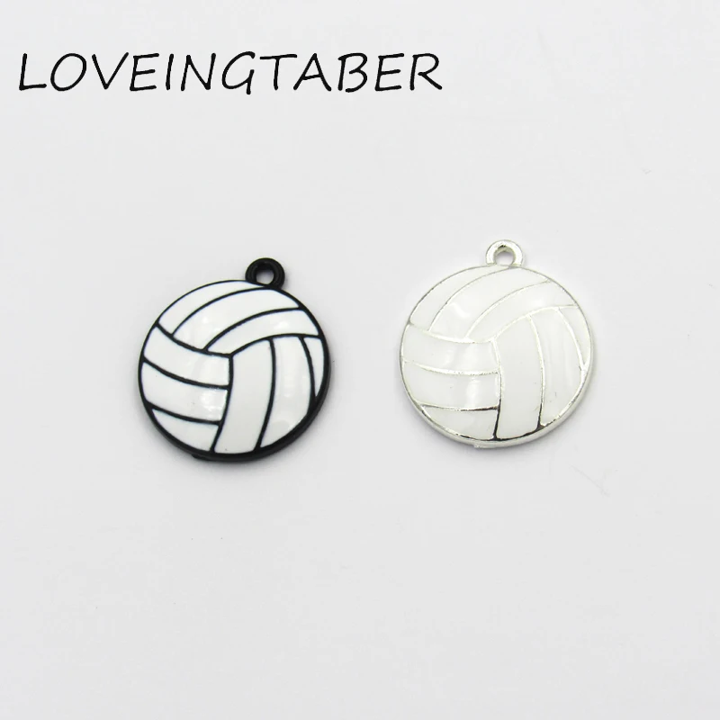 

( Choose Color First ) Wholesale 21mm 30pcs/lot Full Enamel Volleyball Small Charms Pendants