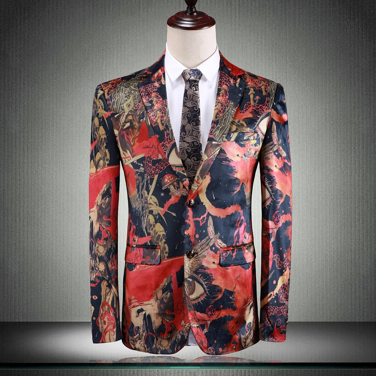PAULKONTE 2019 новый принт тенденции моды блейзер Slim Повседневное вечерние развлечений костюм один кусок Высокое качество Роскошный пиджак