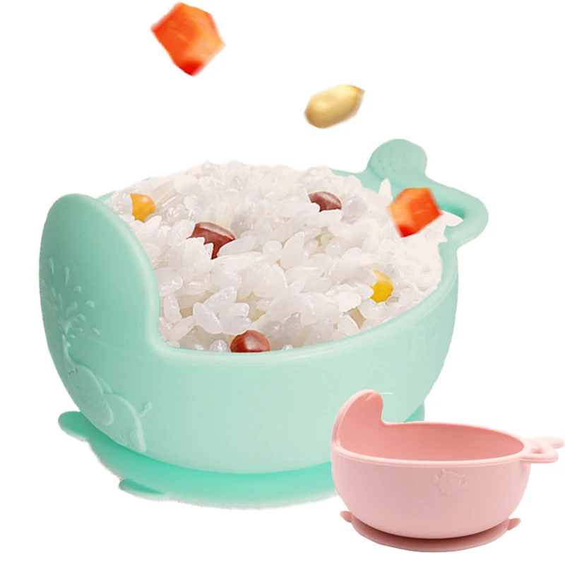 

Cute 380ML Baby Silicone Bowl Infant Learning Dishes Safe Non Spill Feeding Tableware Children Suction Cup With Straw Container