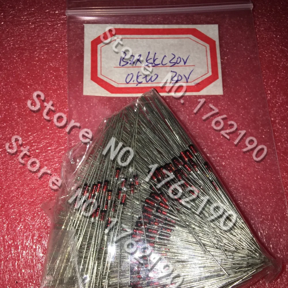 

500PCS/LOT BZX55C30V 1 / 2W Zener Diode 30V 0.5W D0-35