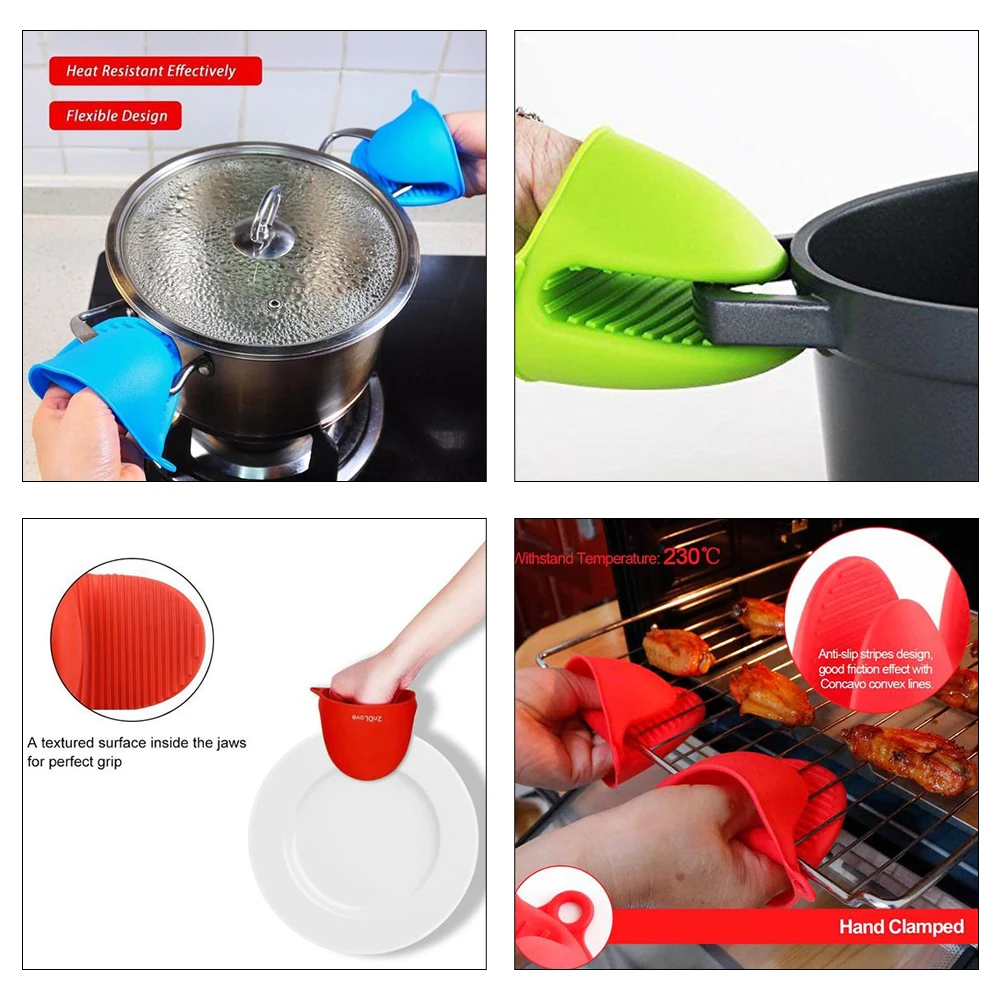 

Food Grade 1 piece Heat Resistant Microwave cooking tools Silicone Oven Mitt Cooking Pinch Grips Skid Silicone Pot Holder