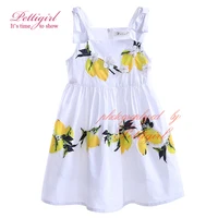 Pettigirl Fashionable Retail Lemon Print Strap Girls Dress Square Collar Baby Girl Clothes For Children GD90423-757F