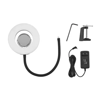 

Andoer Tabletop 8inch 5500K LED Ring Video Light 24W Dimmable Fill Light w/ Makeup Mirror Deskclip Bendable Pole for Vedio Live