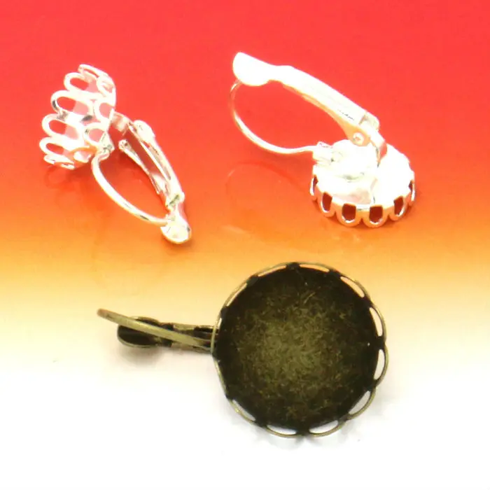 

20pcs 10mm Earring Hooks Round Silver/Antique Bronze Cabochon Cameo Tray Settings Earring Blank Base Supplies for Jewelry