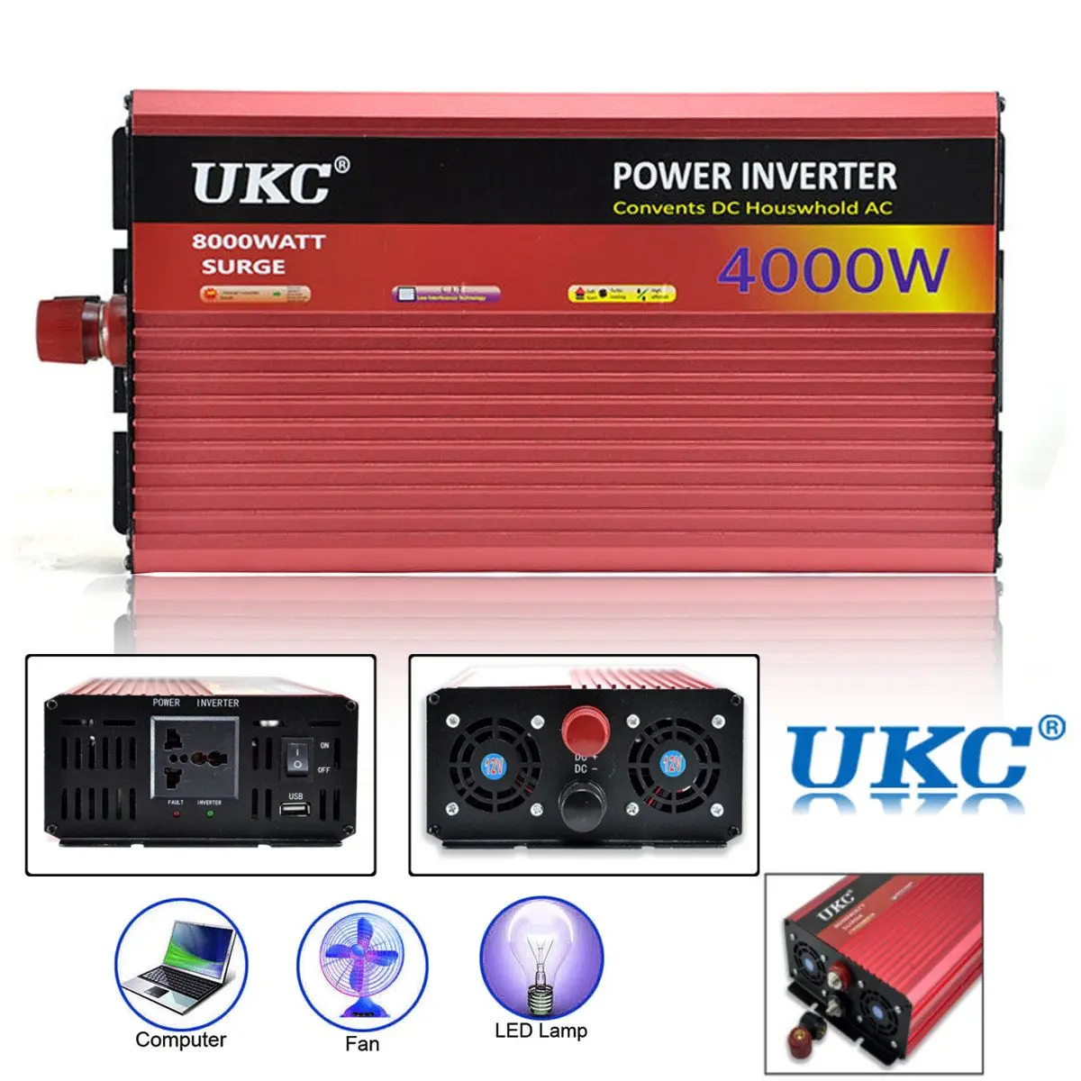 UKC инвертор 12V 220V 4000W 8000 Вт пиковый-модифицированный синусоидный инвентор с Мощность инвертор DC12V для AC220V Напряжение трансформатор конвертер USB