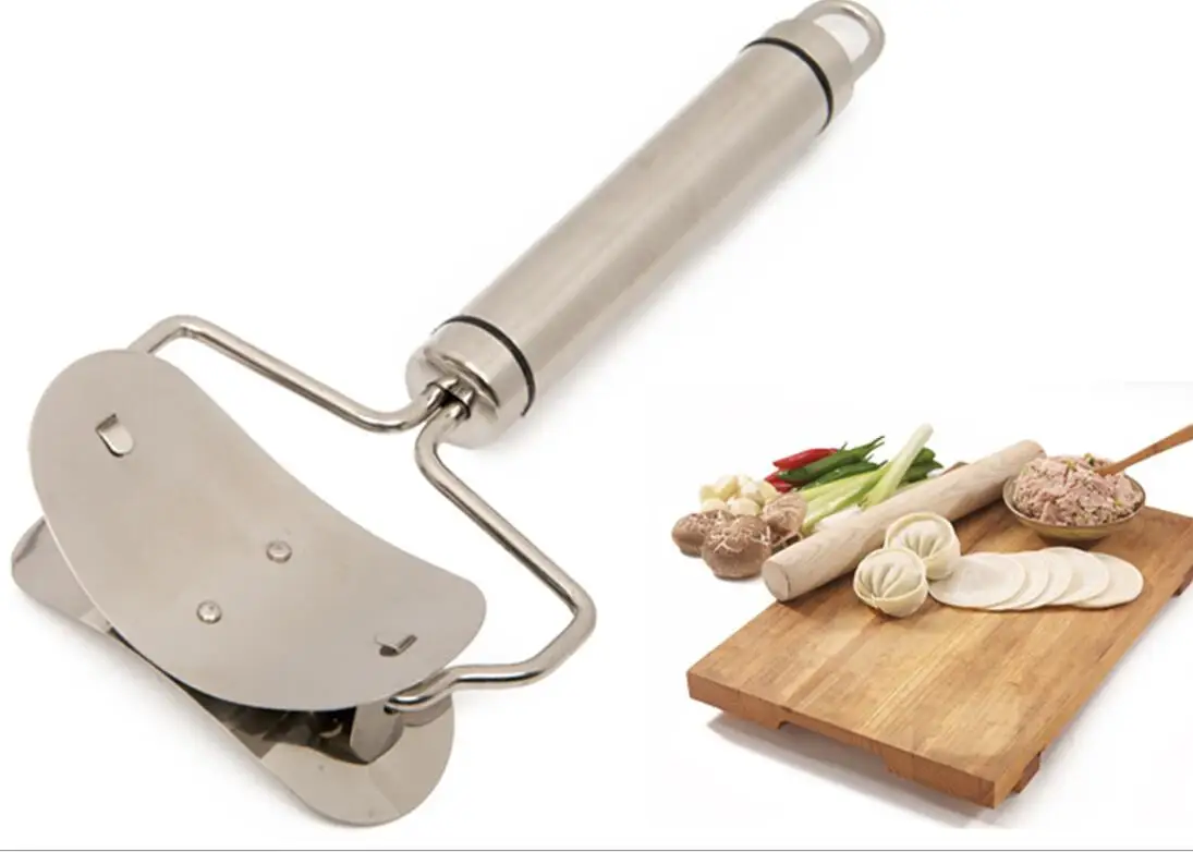 Stainless Steel Dumpling Wraper Mould, Dough Circle Roller Machine, Dumpling/Pie/Ravioli Maker