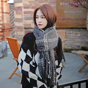 

2018 Autumn Winter Women Plaid Scarf New Korean Warm Thick Ladies Cashmere-like Long Shawls Fashion Color Block Design Echarpe