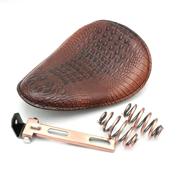 

Motorcycle Retro Brown Crocodile Leather Solo Saddle Seat Spring Bracket For Harley Sportster xl 1200 883 48 72 cafe racer seat