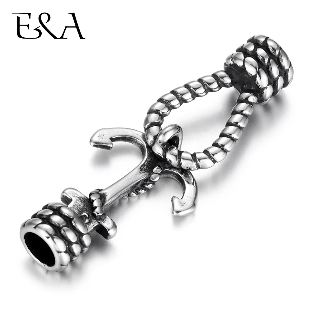 

Stainless Steel End Cap Anchor Hook Set Hole 5mm Connector Leather Cord Clasp Bracelet Part Jewelry Making Findings DIY Supplies