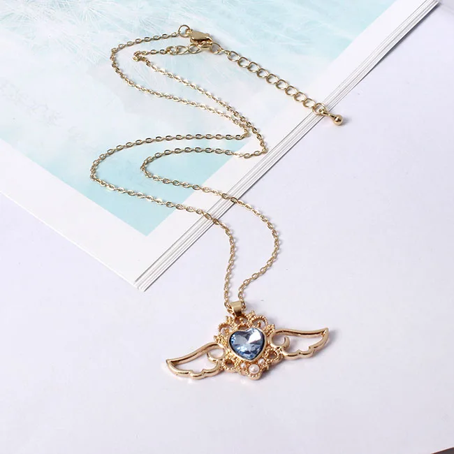 Модные красивые женские модные ангельские крылья персиковый хрусталь цепочка-ожерелье «сердце» ключицы 3302dd - Окраска металла: 2qq