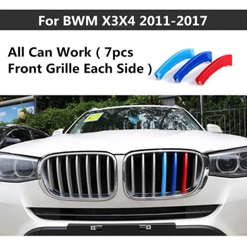

Car Front Grille Trim Strips Cover For BMW 1 2 3 5 Series X3 X4 X5 X6 E84 F48 F15 E70 F26 E39 F30 ABS Stickers Car Styling 3pcs