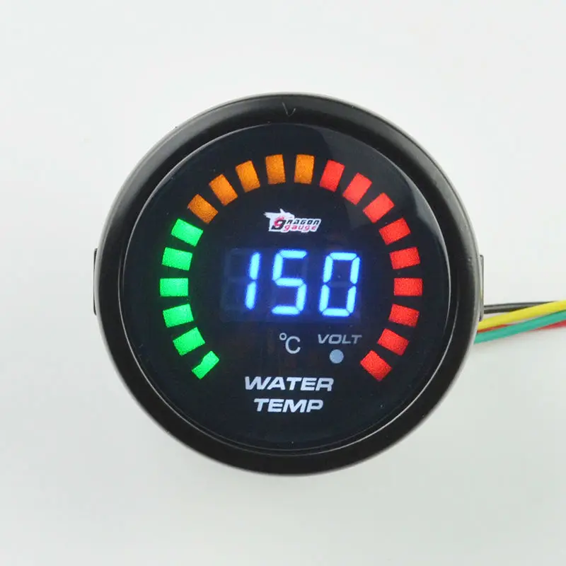 52mm display 7 color Backlight Black Shell water temperature gauge 20