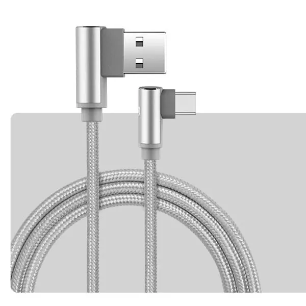 Кабель usb типа C EECPT с 90 градусами, кабель для быстрой зарядки и передачи данных, кабель для зарядного устройства type-C для samsung Xiaomi mi 9, красный кабель mi Note 7 USB-C - Цвет: Silver