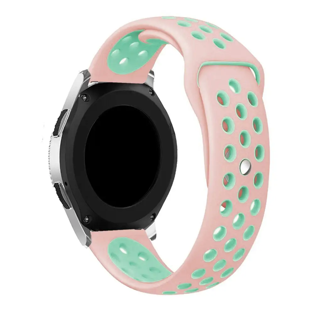 Мягкая силиконовая лента для samsung Galaxy Watch 46 мм SM-R800 ремешок на запястье 22 мм ширина спортивный браслет ремешок для часов с булавками - Цвет ремешка: Pink Blue