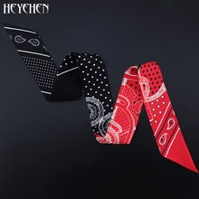 Градиент кешью женский Печатный принт элегантный Тощий маленький мешок саржевый шелковый шарф лента голова ручка для волос галстук шарф Многофункциональный