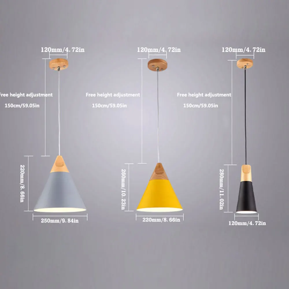 Nordic современные деревянные подвесные потолочные светильники красочные Алюминиевые абажур светило подвесные светильники для дома