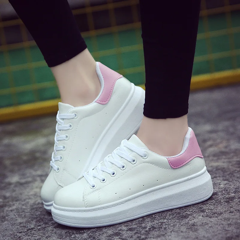 Women Shoes 2019 Spring Summer Platform Lace up White Shoes Sneakers Women Tenis Feminino Casual Female Shoes Woman
