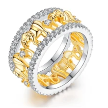 Серебряное кольцо Шарм золото слон кольцо кубический цирконий кристалл кольцо для мужчин и женщин свадьба обручальное кольцо подарок на день рождения