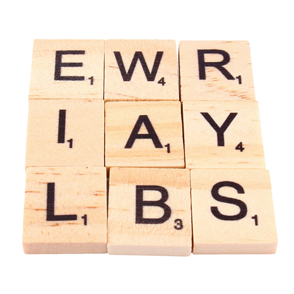 100pcs pack wood board games crafts wooden alphabet scrabble tiles