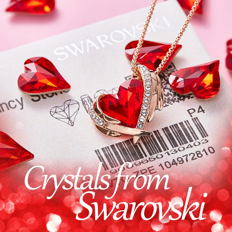 CDE женское золотое ожерелье подвеска украшенная кристаллами от Swarovski красное