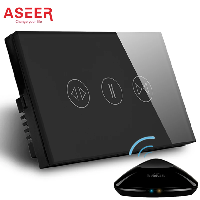 

ASEER,Wall Switch Smart Home Wireless Electronic Curtain Switch 1000W,RF 433MHz Wifi Wall Switch Control By BroadLink RM PRO