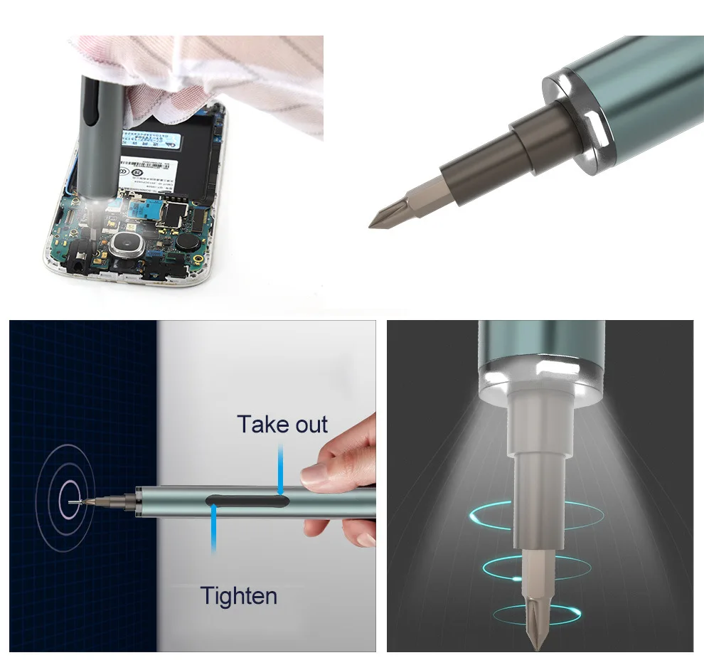 Мини электрический шуруповерт Набор отверток с светодиодный подсветкой портативный домашний ремонт и DIY инструменты с 20 бит электроинструменты