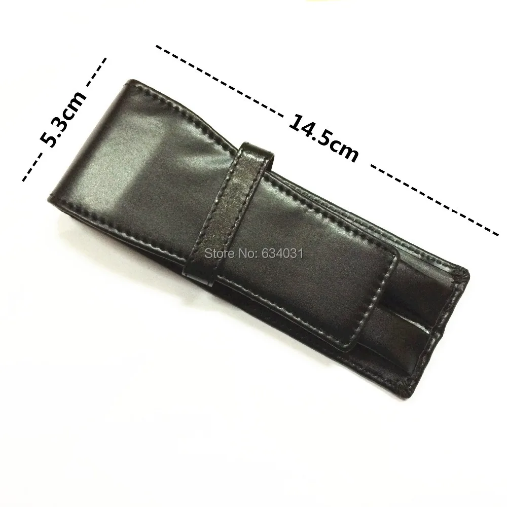 2 sticks/ 3 sticks High Quality Double Pen Special Style pen bag Black Leather Case novelty ballpoint pens/roller pen/pencil bag pencil cases pen storage bag