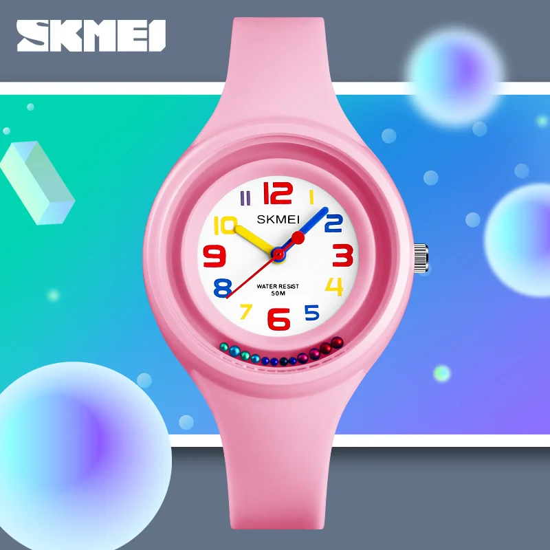 Achat SKMEI 1386 Mode De Rotation Perles Enfants Montres 50 m Étanche Quartz Montres Sport Montre