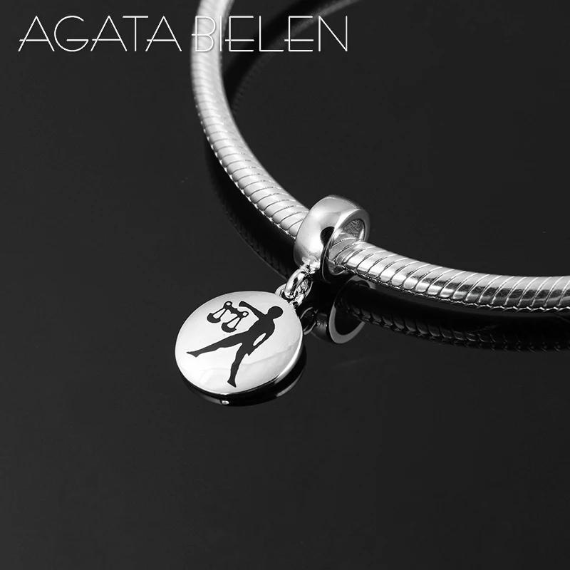 

12 Constellation Zodiac Libra Pendants Charms Real 925 Sterling Silver Fit Original Pandora Charms Bracelet Necklace Jewelry