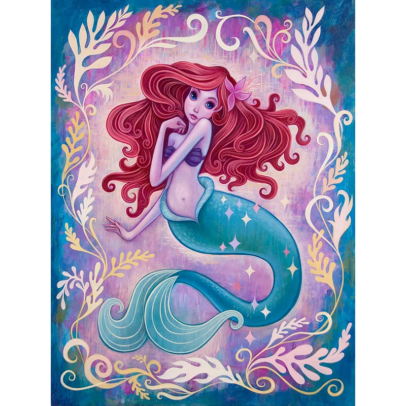 

Diy Diamond Painting Cross Stitch Diamond Embroidery Beautiful Mermaid Princess New Style Conch Girl Diamond Mosaic Painting