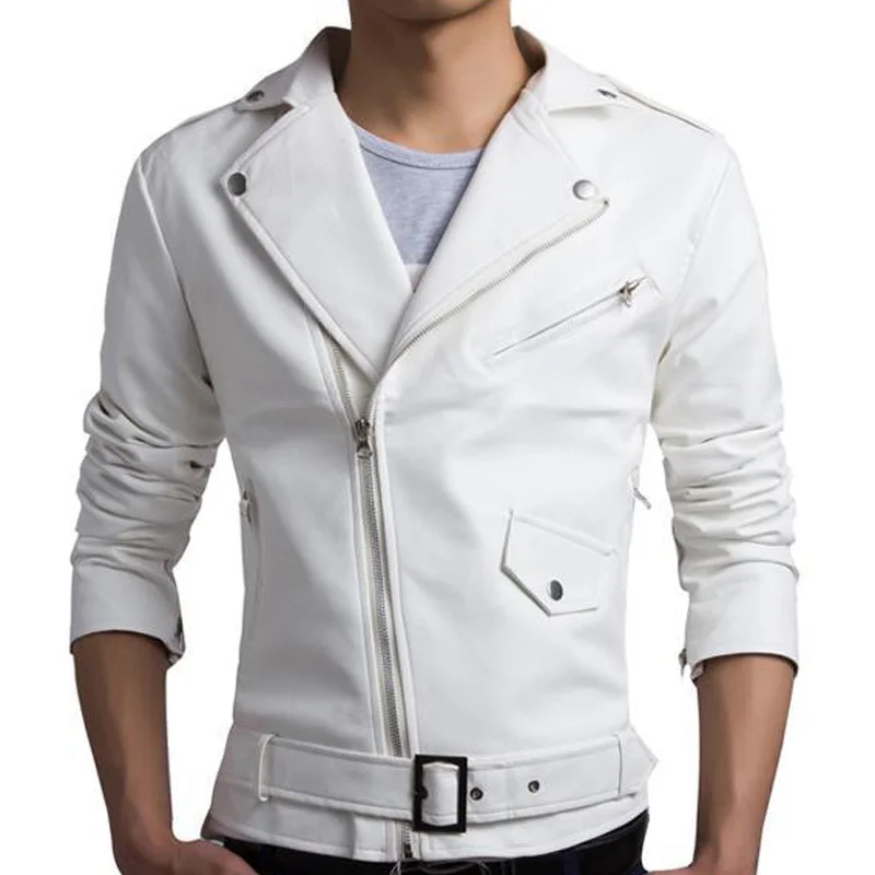 New White Pu Leather Jacket Men 2017 Design Motorcycle Biker Jacket ...