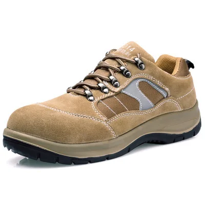 Мужская обувь унисекс из натуральной кожи, износостойкая со стальным носком, Рабочая обувь, защитная обувь, мужские дышащие кроссовки - Цвет: sh-362