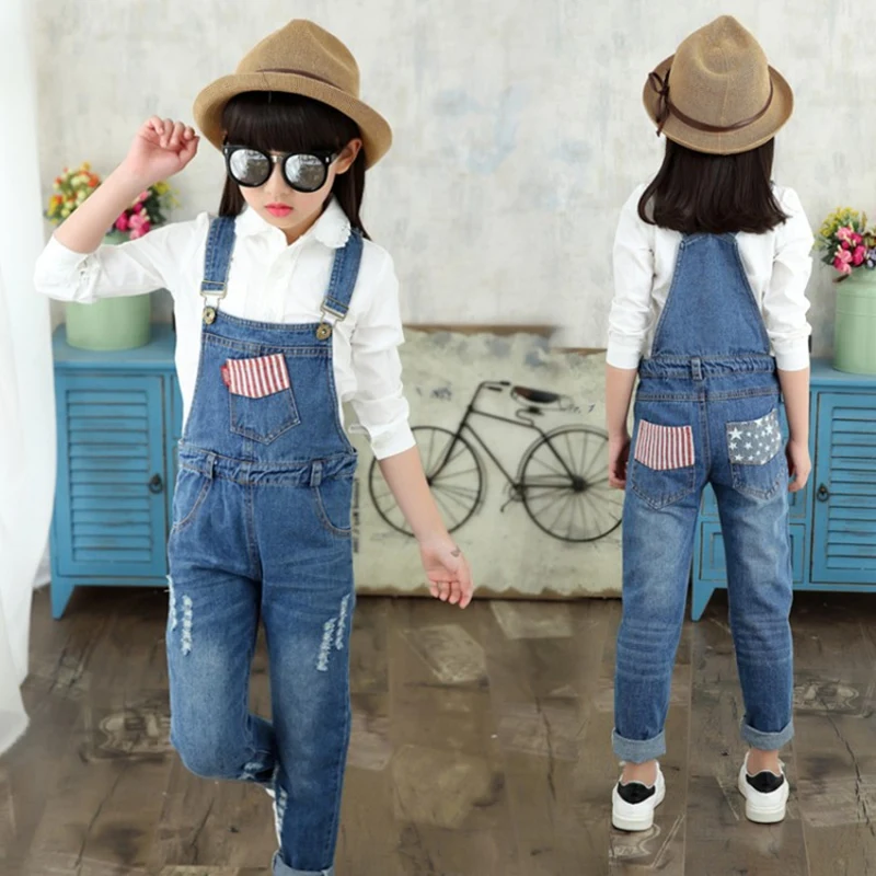 

Girls Denim Overalls Spring Children Clothing 2019 Girl Denim Jumpsuit Fashion Teenage Autumn Kids Rompers Pants for Girls 4-13T