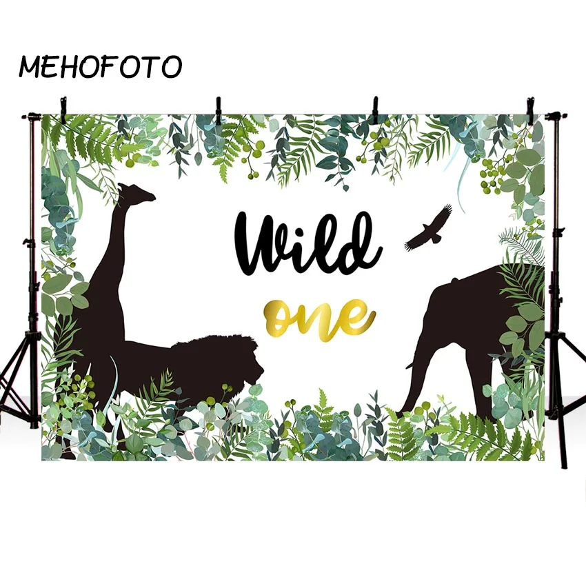 

Wild One Backdrop for Photography Jungle Safari Tropical Leaves Birthday Party Decoration Photo Background for Photographic