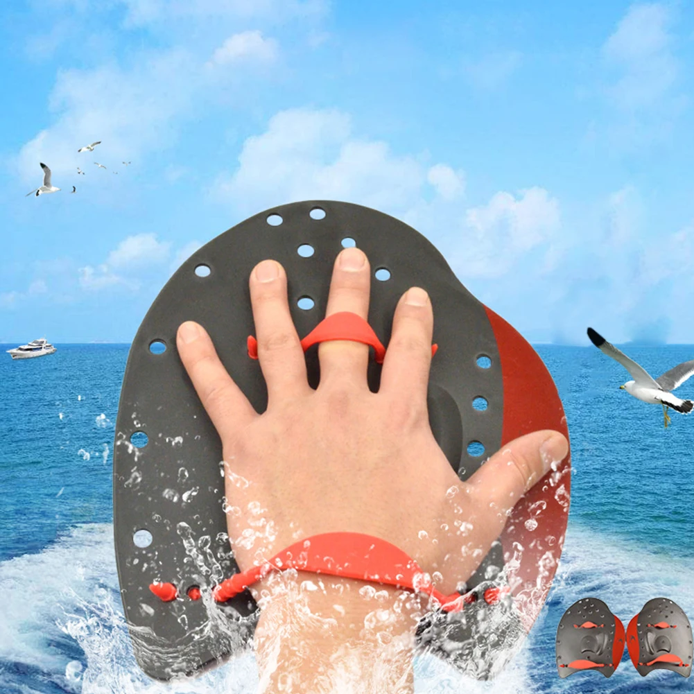 

1 Pair Fin Adjustable Equipment Workout Training Aid Kid Adult Diiving Hand Paddle Multiple Holes Silicone Swimming Pool