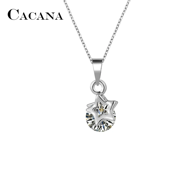 CACANA Pendant Necklaces For Women Trendy Star Cross Apple Fashion Design Metal Link Chain Long Necklace Hot Wholesale N89