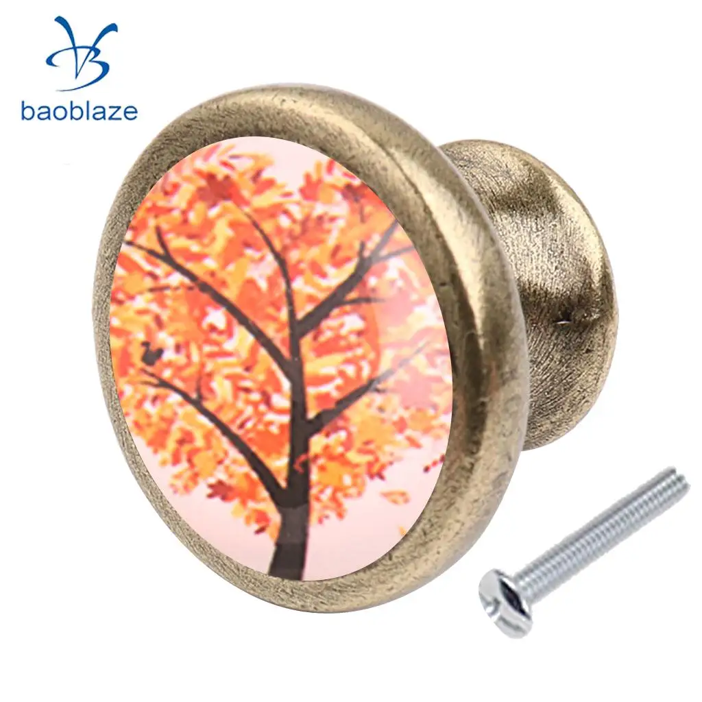 Baoblaze Tree Pattern Retor Metal Pull Knobs Cabinet /Drawer/ Cupboard/ Wardrobe/ Door/ Bin Pull Handle for Home DIY Decor