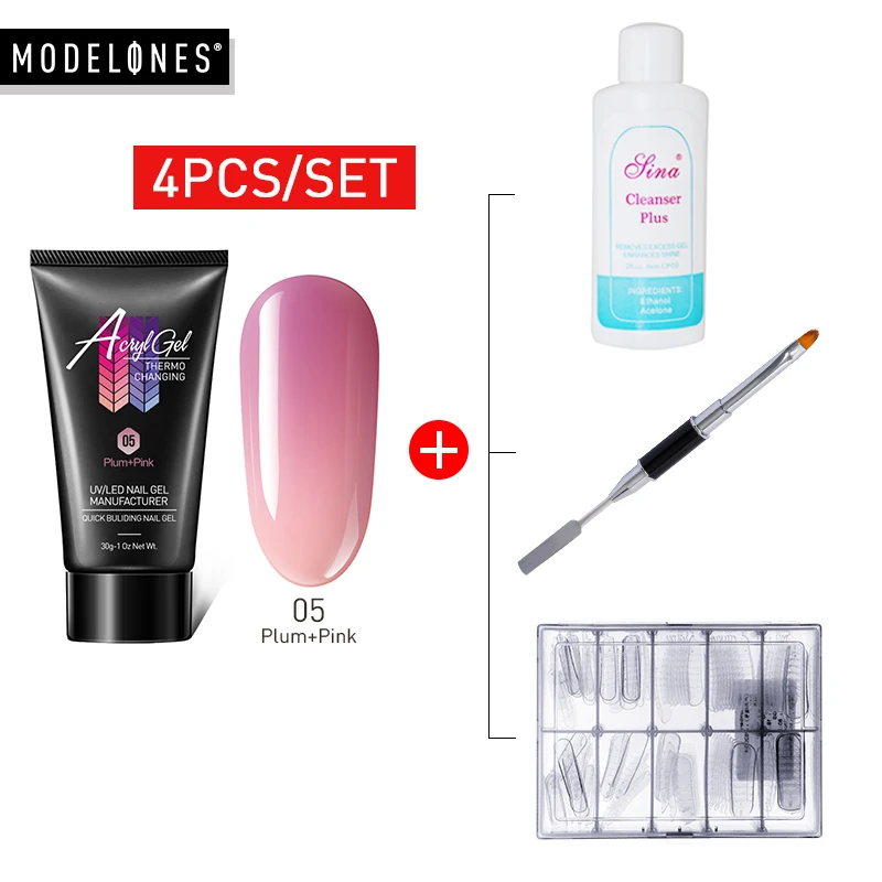 

Modelones 4Pcs/Lot Temperature Builder UV Gel Nail Chameleon Thermo Led Gel Varnish Soak Off Changing Color Extension UV Gel