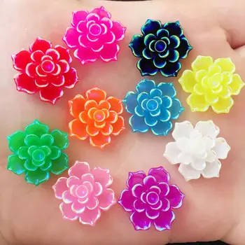 

NEW 10PCS 20mm AB Resin 3D Flower Stone Flatback Wedding Diy Design Button Craft K33