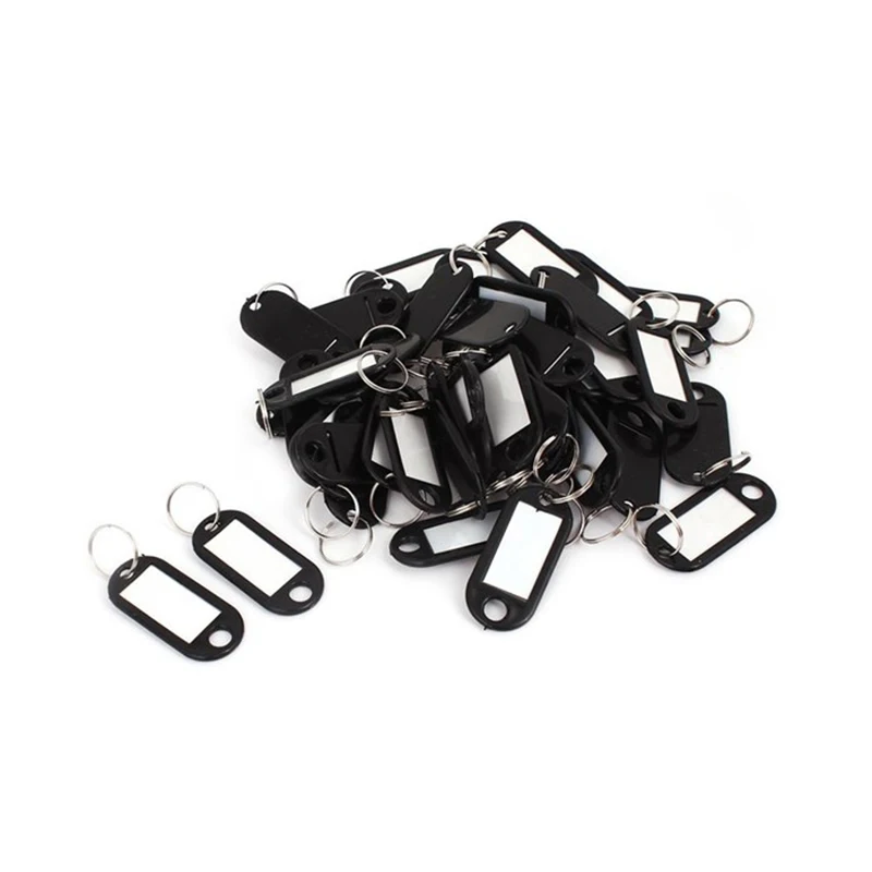 

20 Pcs Assorted Key ID Label Tags Split Ring Keyring Keychain (Black)