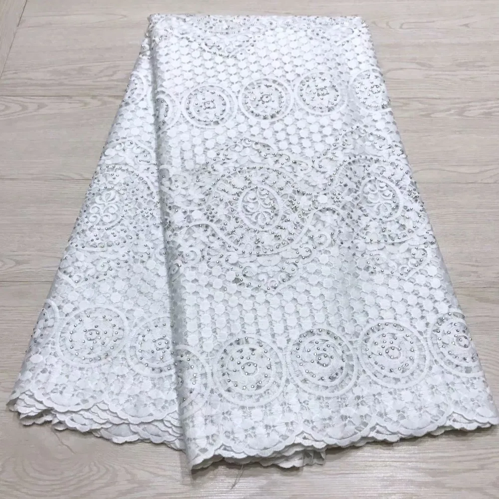 

African lace fabric cord lace for nigerian party guipure dentelle tissu white lace fabric mesh fabric high quality 5yard LSW-4